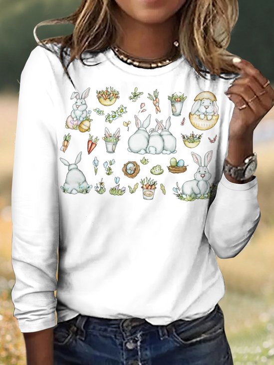 Damen Kariert Langarm T-Shirts T-Shirt Rundhals Retro Frühling/Herbst Oberteile