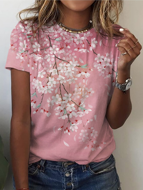 Damen 3d Drucken Kurzarm T-Shirts T-Shirt Rundhals Retro Sommer Oberteile