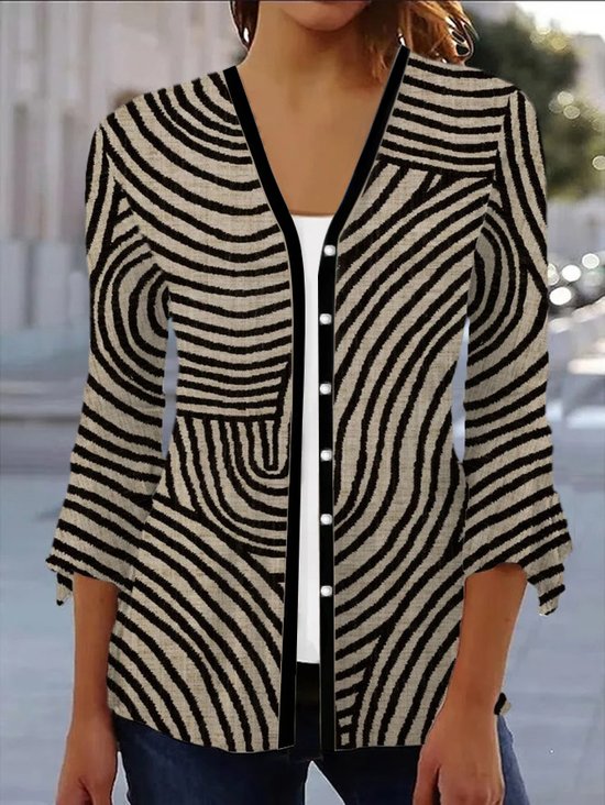Damen Frühling/Herbst Oberbekleidung Lässig Geometrisch Jersey Schal Jacke