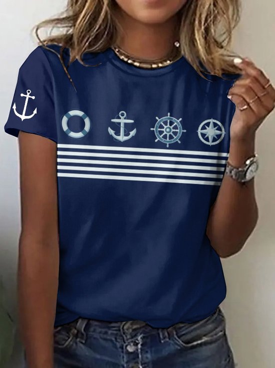 Damen Geometrisch Kurzarm T-Shirts T-Shirt Rundhals Lässig Sommer Oberteile