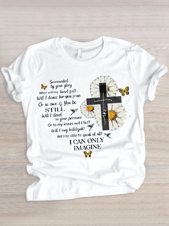 Damen Geblümt Kurzarm T-Shirts T-Shirt Rundhals Lässig Sommer Oberteile