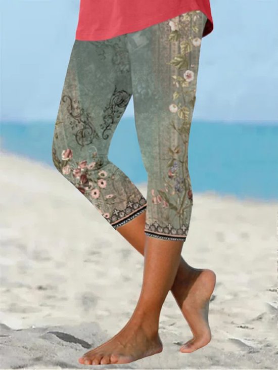 Damen Schmetterling Retro Sommer Caprihosen Leggings