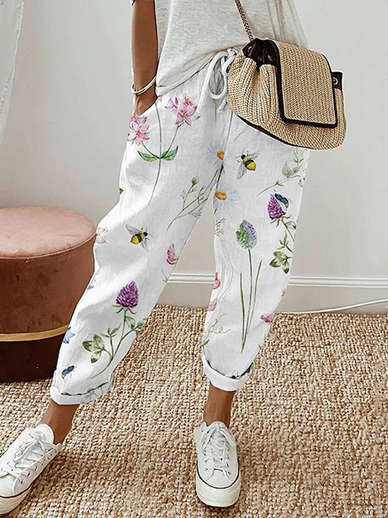 Damen Geblümt Knöchelhose Hose Lässig Frühling/Herbst Hose