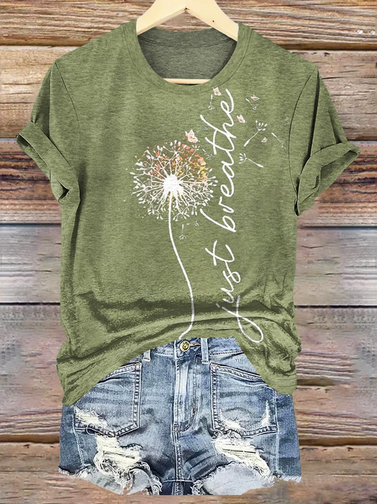 Damen Pflanzen Kurzarm T-Shirts T-Shirt Rundhals Lässig Sommer Oberteile