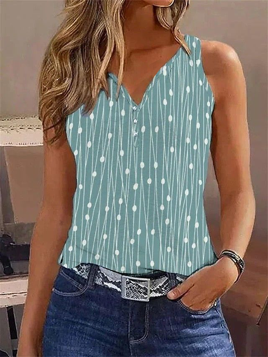 Damen Ärmellos Tanktop Oberteile Leibchen Sommer Geblümt Print V-Ausschnitt Täglich Lässig Oberteile