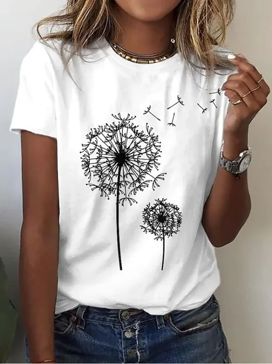 Damen Geblümt Kurzarm T-Shirts T-Shirt Rundhals Print Lässig Sommer T-Shirt mit Grafik Oberteile