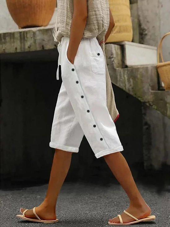 Damen Unifarben Fünfte Hose Hose Lässig Sommer Hose