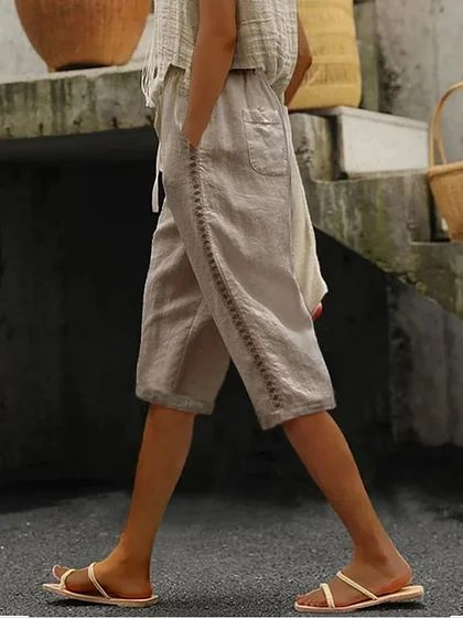 Damen Geometrisch Fünfte Hose Hose Lässig Sommer Hose