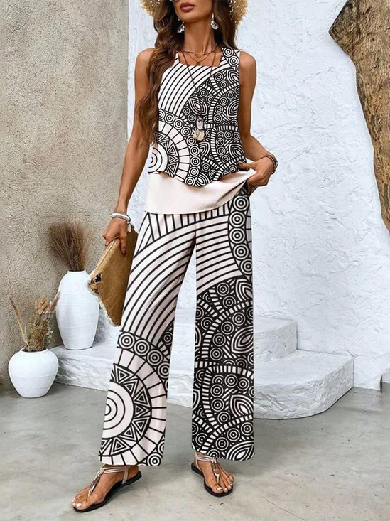 Damen Geblümt Zweiteiliges Set Täglich Ärmellos Lässig Sommer Matching Set
