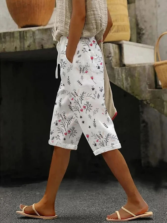 Damen Geblümt Fünfte Hose Hose Lässig Sommer Hose