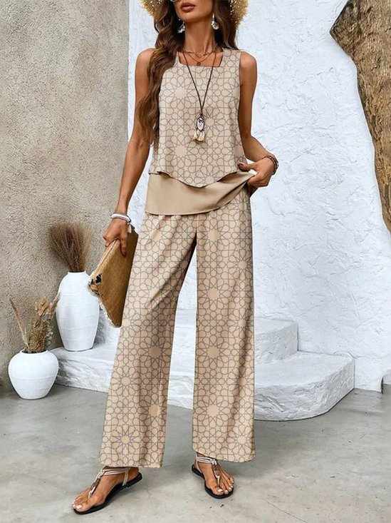 Damen Geblümt Zweiteiliges Set Täglich Ärmellos Lässig Sommer Matching Set