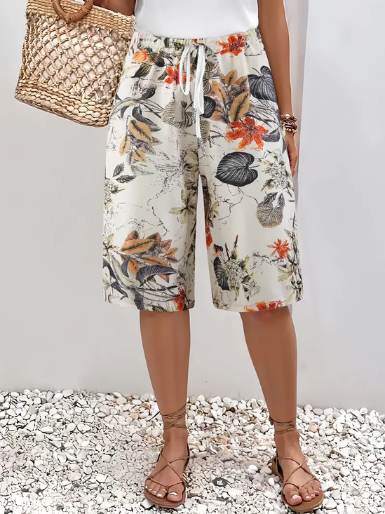 Damen Geblümt Fünfte Hose Hose Lässig Sommer Hose
