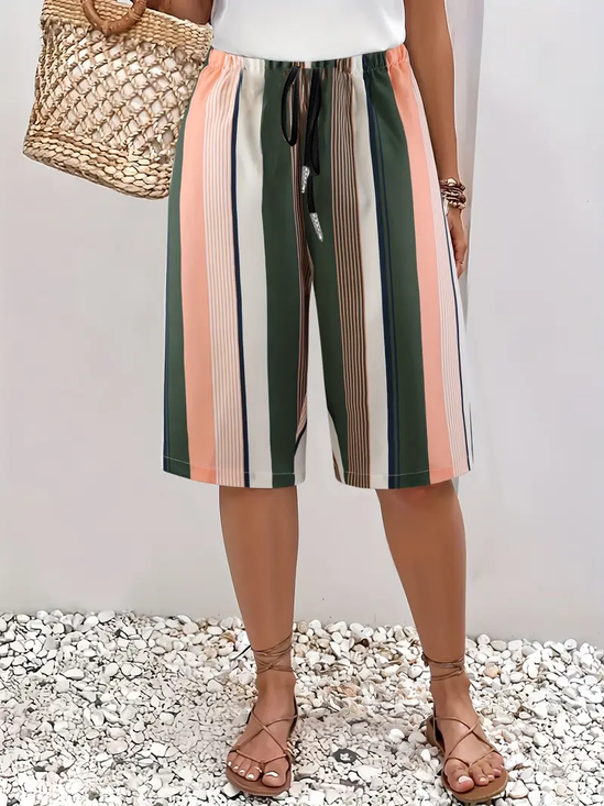 Damen Gestreift Fünfte Hose Hose Lässig Sommer Hose