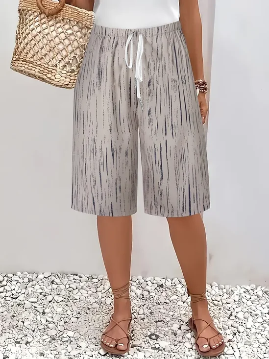 Damen Gestreift Fünfte Hose Hose Lässig Sommer Hose
