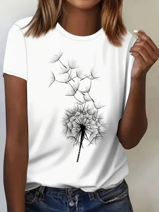 Damen Geblümt Kurzarm T-Shirts T-Shirt Rundhals Print Lässig Sommer T-Shirt mit Grafik Oberteile