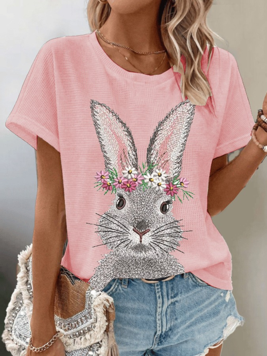 Damen OSTERN (Kaninchen) Kurzarm T-Shirts T-Shirt Rundhals Lässig Sommer Oberteile