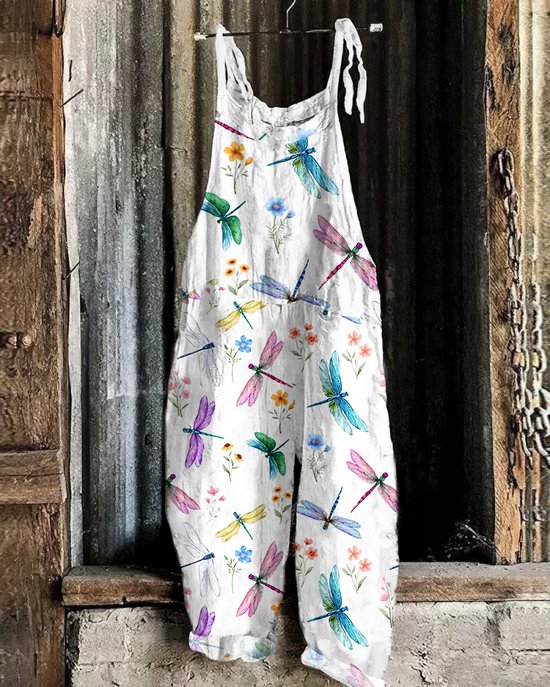 Damen Geblümt Spaghettiträger Ärmellos Lässig Sommer Baumwolle Jumpsuit