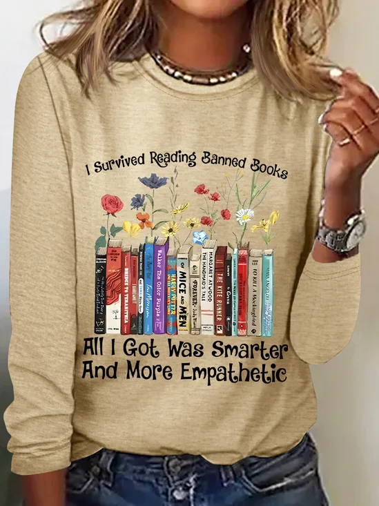 Damen Textbriefe Langarm Bluse Frühling/Herbst Rundhals Täglich Lässig Oberteile