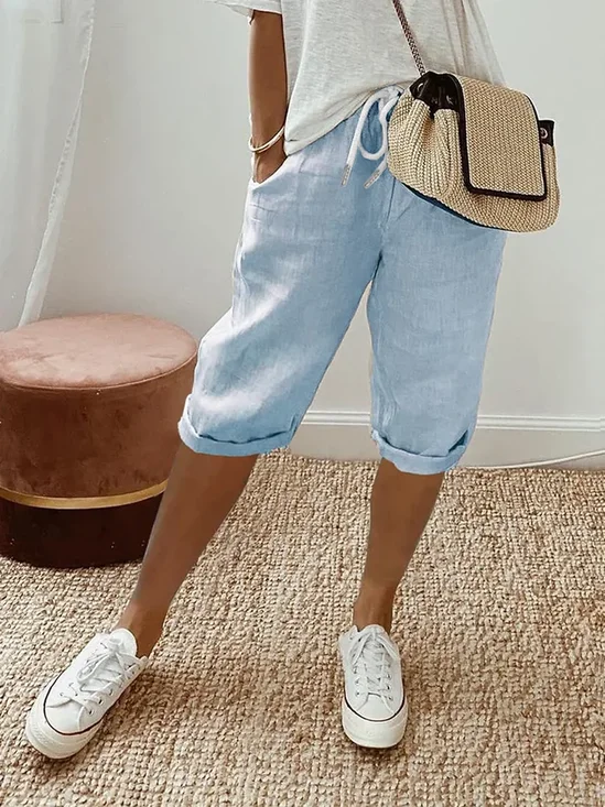 Damen Unifarben Fünfte Hose Hose Lässig Sommer Hose
