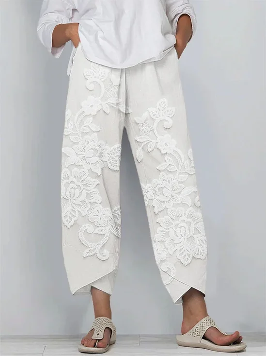 Damen Geblümt Caprihosen Hose Lässig Sommer Hose