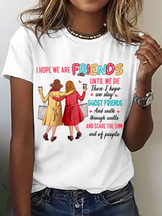 Damen Textbriefe Kurzarm T-Shirts T-Shirt Rundhals Lässig Sommer Oberteile