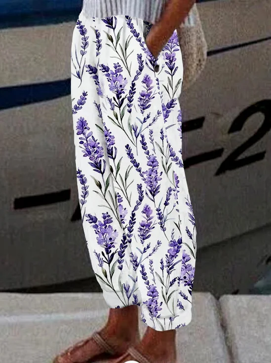 Damen Geblümt Lang Hose Lässig Frühling/Herbst Hose