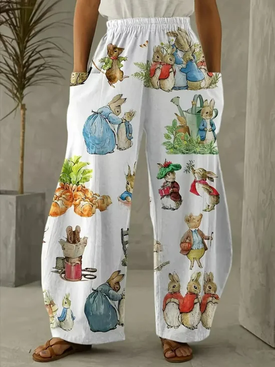 Damen OSTERN (Kaninchen) Lang Hose Lässig Frühling/Herbst Hose