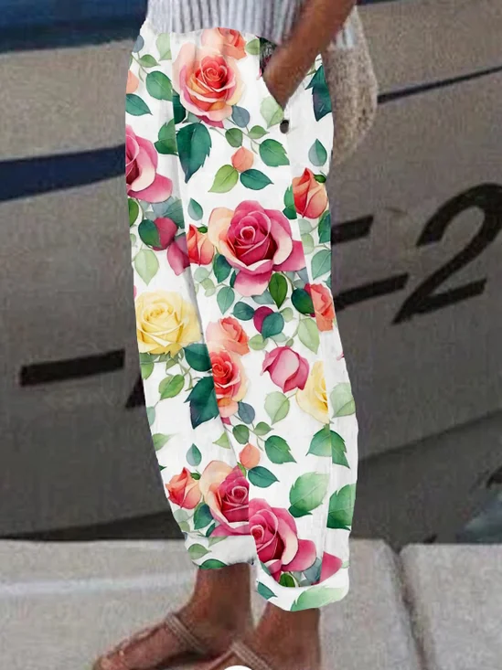 Damen Geblümt Lang Hose Lässig Frühling/Herbst Hose