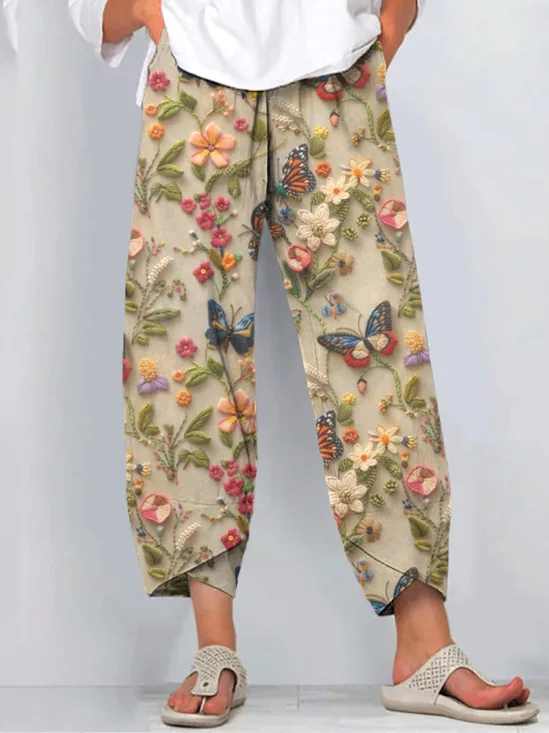 Damen Geblümt Knöchelhose Hose Lässig Frühling/Herbst Hose