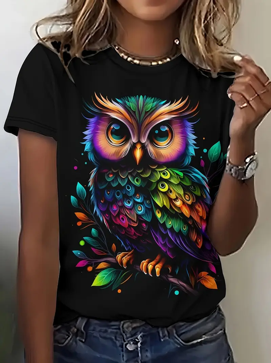Damen Tier Kurzarm T-Shirts T-Shirt Rundhals Print Lässig Sommer T-Shirt mit Grafik Oberteile