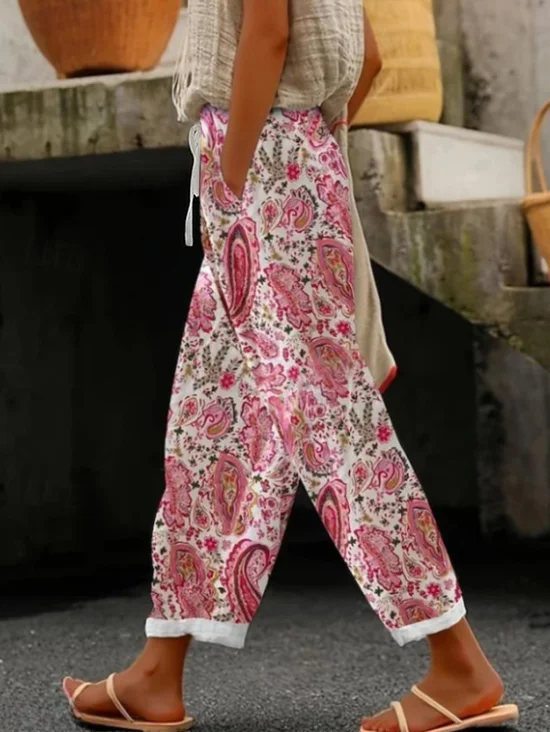 Damen Paisley Lang Hose Lässig Frühling/Herbst Hose
