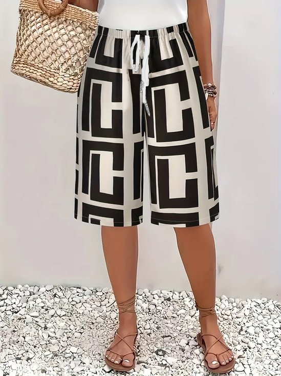 Damen Geometrisch Fünfte Hose Hose Lässig Sommer Hose
