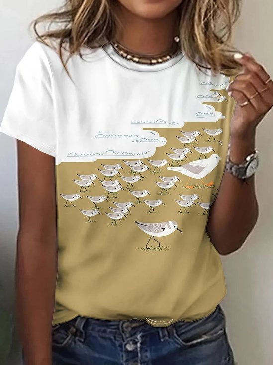 Damen Tier Kurzarm T-Shirts T-Shirt Rundhals Retro Sommer Oberteile