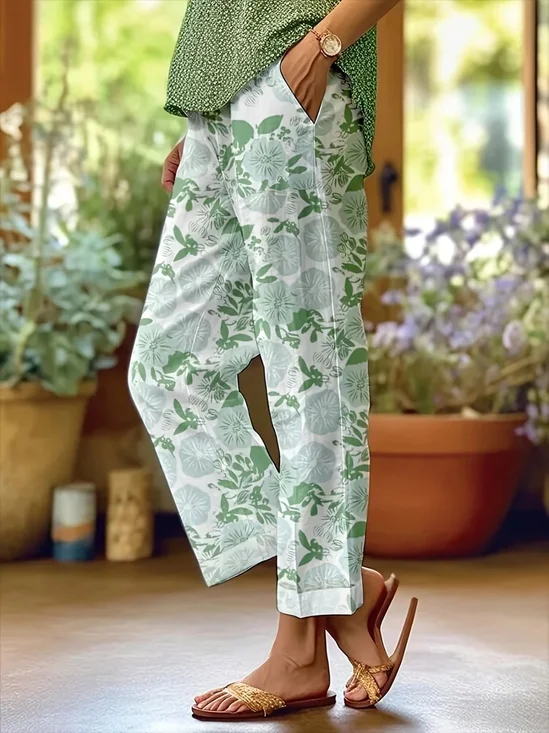 Damen Geblümt Lang Hose Lässig Frühling/Herbst Hose