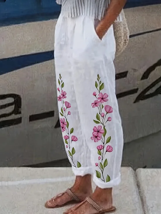 Damen Geblümt Lang Hose Lässig Frühling/Herbst Hose