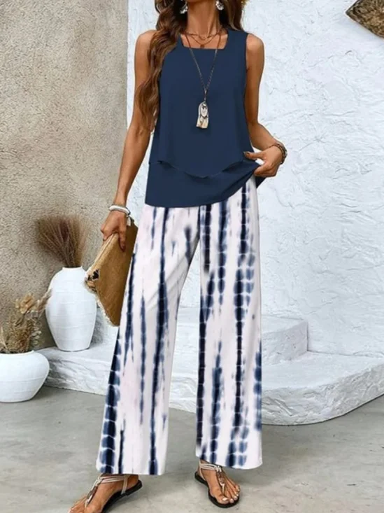 Damen Abstrakt Grafik Zweiteiliges Set Täglich Ärmellos Lässig Sommer Matching Set