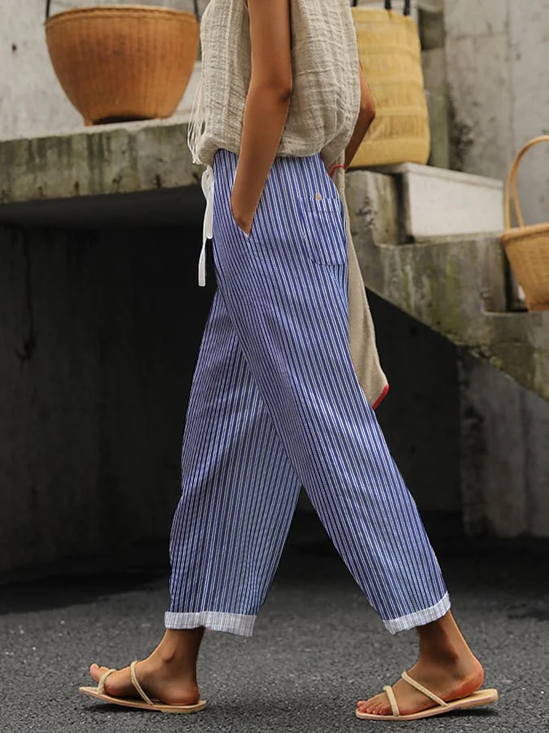 Damen Gestreift Lang Hose Lässig Frühling/Herbst Hose