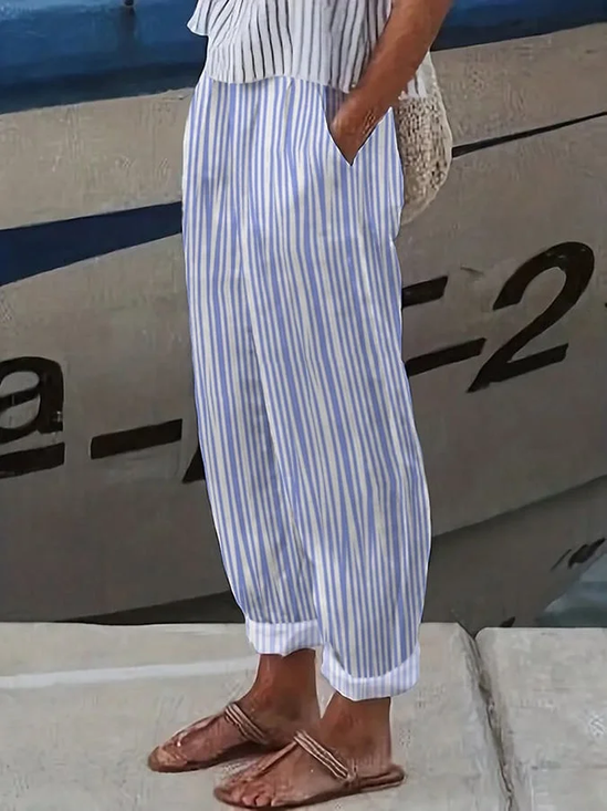 Damen Gestreift Lang Hose Lässig Frühling/Herbst Hose