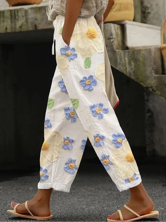 Damen Geblümt Lang Hose Lässig Frühling/Herbst Hose