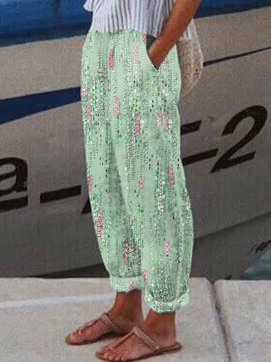 Damen abstrakte Streifen Lang Hose Lässig Frühling/Herbst Hose
