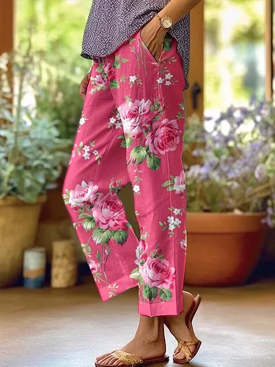 Damen Geblümt Lang Hose Lässig Frühling/Herbst Hose