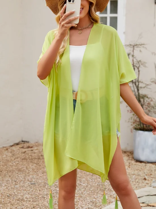 Damen Unifarben Frühling/Herbst Aufdecken Lässig Leicht Strickjacke