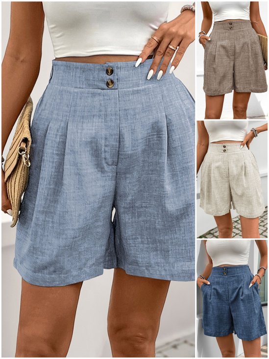 Damen Unifarben Fünfte Hose Gerade Hosen Lässig Sommer Shorts