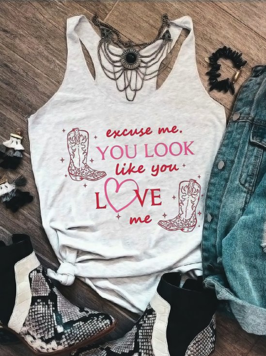 Damen Ärmellos Tanktop Oberteile Leibchen Sommer Buchstabenmuster U-Ausschnitt Urlaub Lässig Oberteile