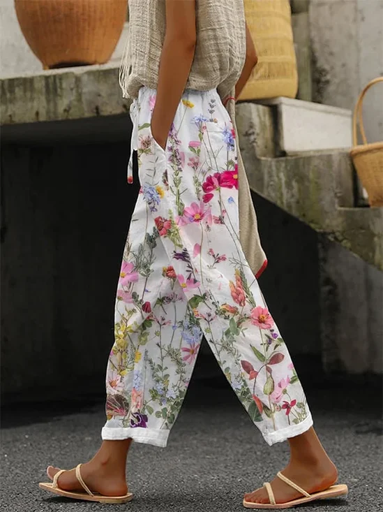 Damen Geblümt Lang Hose Lässig Frühling/Herbst Hose