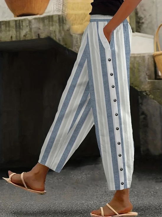 Damen Gestreift Lang Hose Lässig Frühling/Herbst Hose
