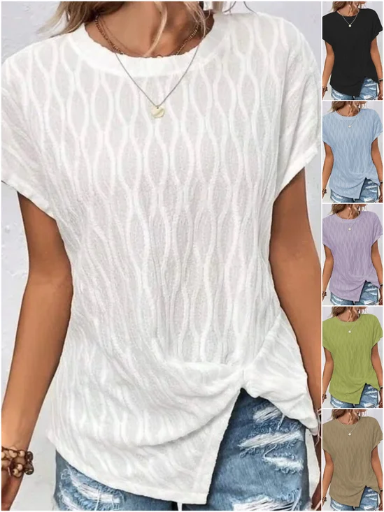 Damen Geometrisch Kurzarm T-Shirts T-Shirt Rundhals Lässig Sommer Tunika Oberteile