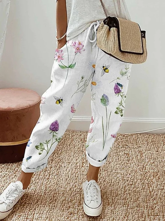 Damen Geblümt Lang Hose Lässig Frühling/Herbst Hose