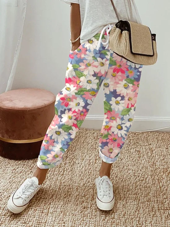 Damen Geblümt Lang Hose Lässig Frühling/Herbst Hose