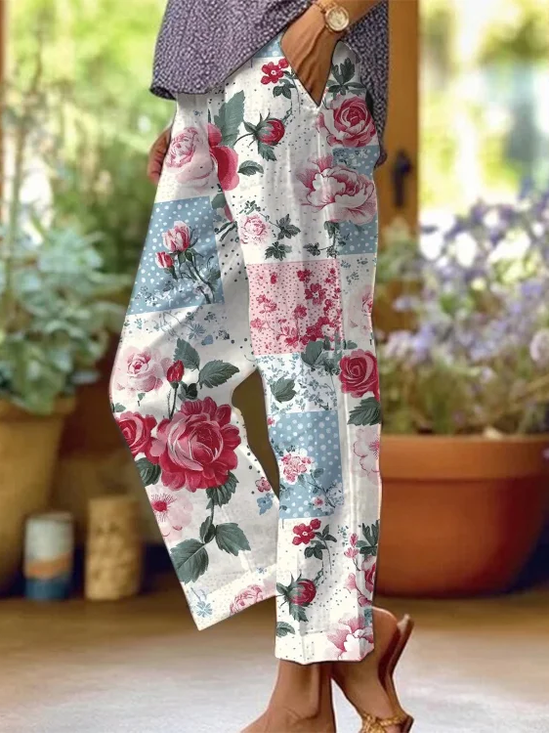 Damen Geblümt Lang Hose Lässig Frühling/Herbst Hose